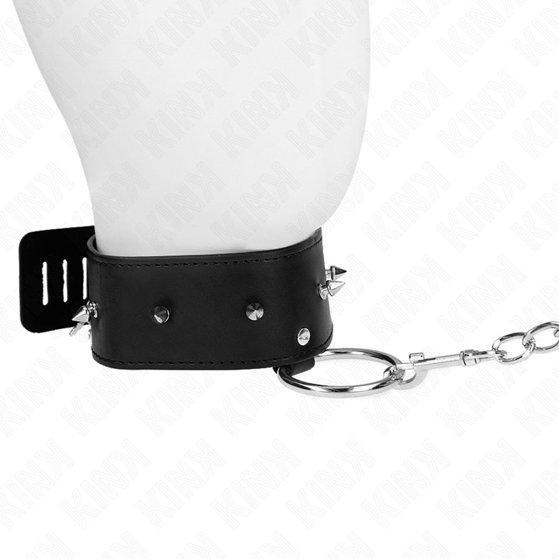 KINK - COLAR 65 CM COM COLEIRA COM TACHAS PRATEADAS MODELO 2 AJUSTÁVEL 36-43 CM X 5 CM