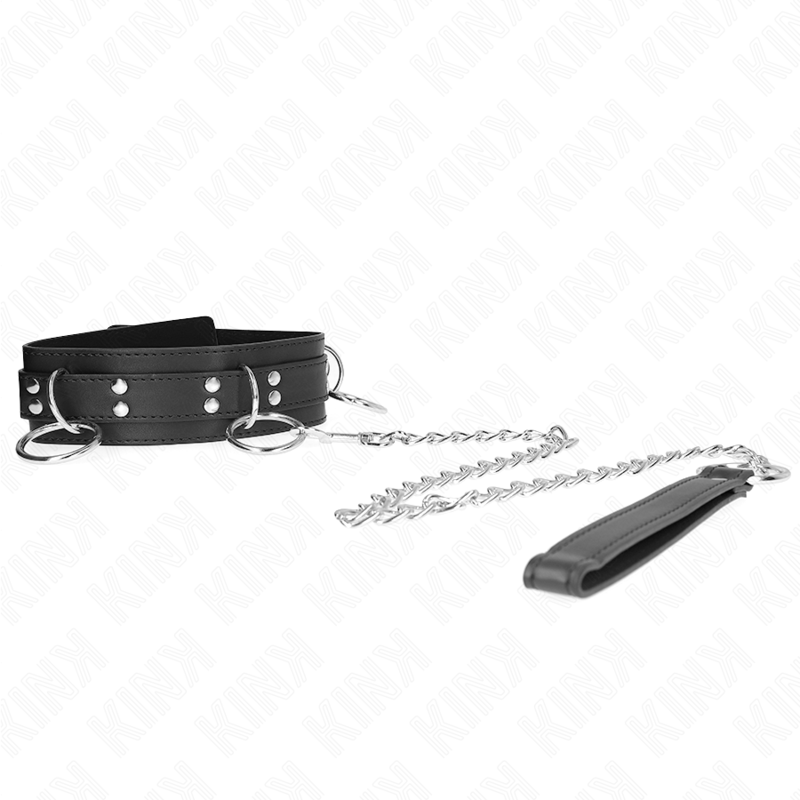 KINK - COLAR DE ESCRAVIDÃO COM 3 ARGOLAS E ALÇA 80 CM 53 X 5 CM