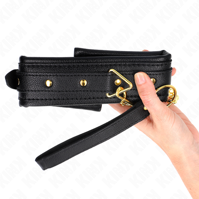 KINK - COLAR COM ALÇA DE COURO SIMILAR ESPONJA MODELO 1 AJUSTÁVEL 37-54 CM X 3 CM