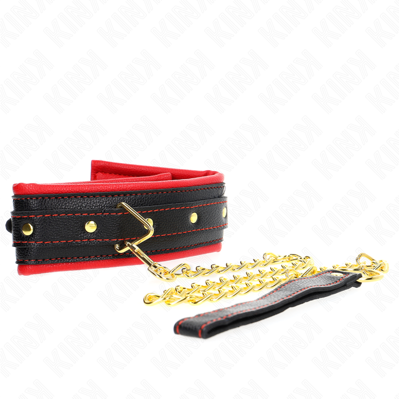 KINK - COLAR COM ALÇA DE COURO SIMILAR ESPONJA MODELO 2 AJUSTÁVEL 37-54 CM X 3 CM