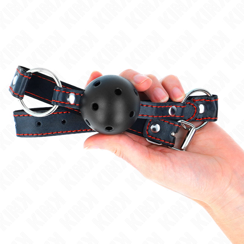 KINK - MORDAÇA DE BOLA PRETA RÍGIDA E OCA MODELO 2 65 x 2,5 CM