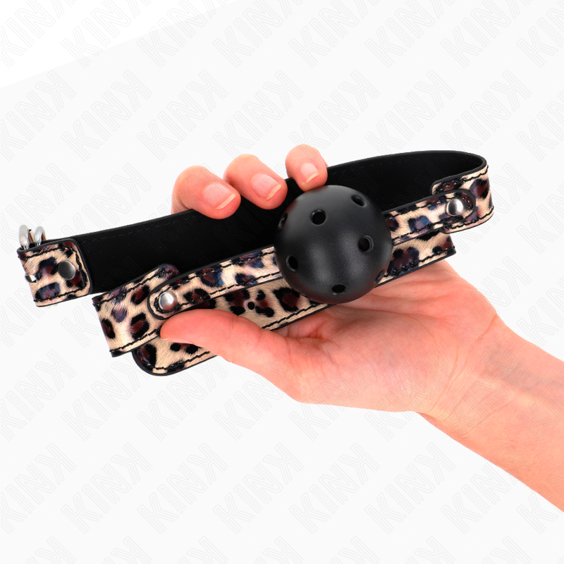 KINK - BOLA RESPIRÁVEL DE LEOPARDO 4,5 CM MORDIDA 65 x 2,5 CM