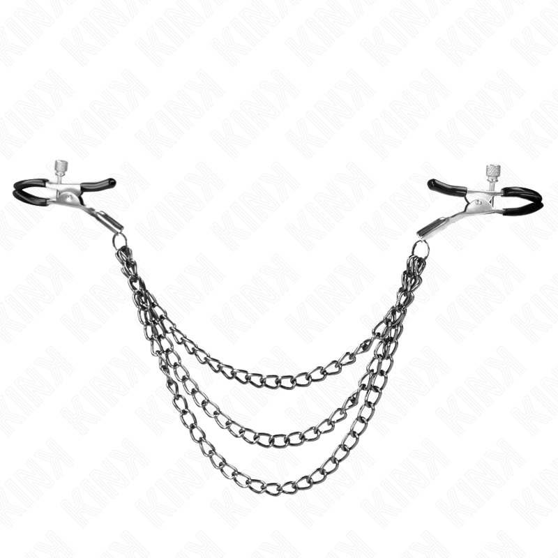 KINK - PINÇAS PARA MAMILOS COM 3 CORRENTES PRETAS 20/23/28 CM