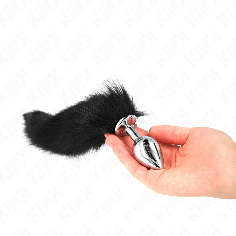 KINK - PLUG ANAL TAMANHO M 8 X 3,5 CM COM RABO SINTÉTICO 40 CM PRETO