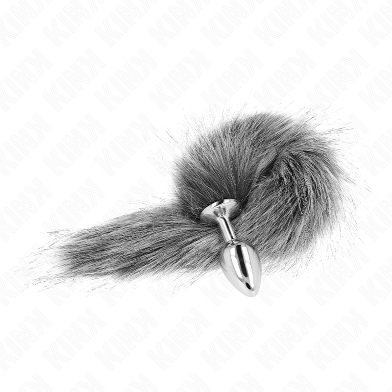 KINK - PLUG ANAL TAMANHO S 7 X 3 CM COM RABO SINTÉTICO 40 CM CINZA