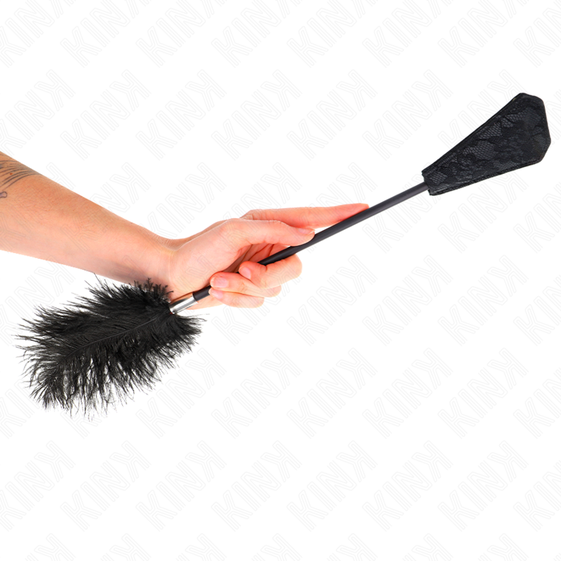 KINK - PLUMAS DE AVESTRUZ PARA HACER COSQUILLAS CON ENCAJE PALETA 56 CM