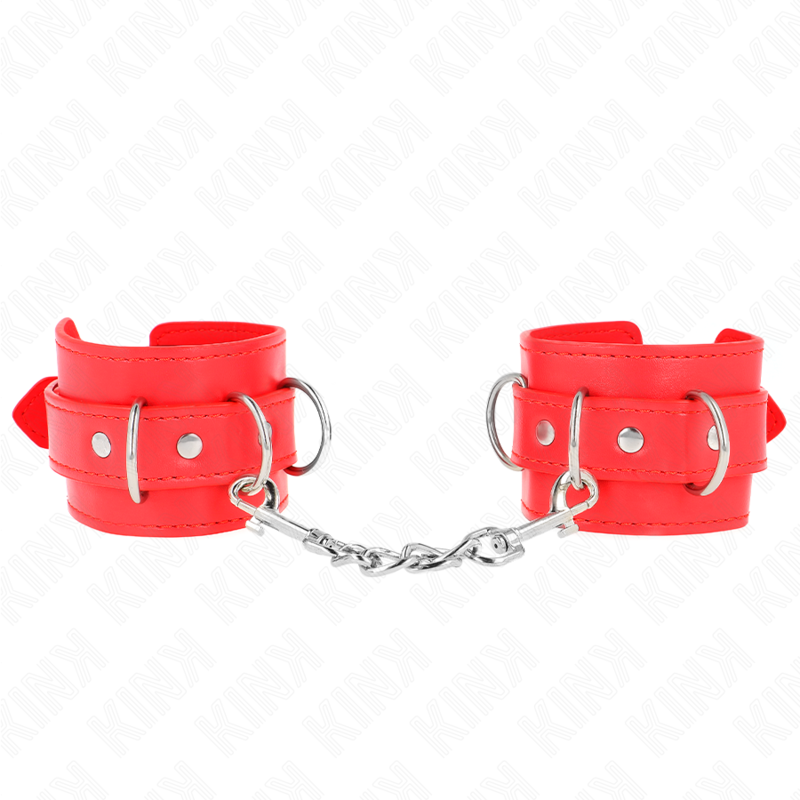 KINK - 3 ALÍNGUAS DE PUNHO AJUSTÁVEIS COM ARGOLAS EM D VERMELHO 17,5-25 CM X 6 CM