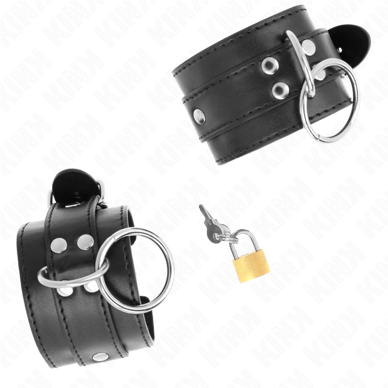 KINK - RESTRIÇÕES DE PULSO COM ANEL DE O-RING TRAVADO PRETO AJUSTÁVEL 20-28 CM X 5,5 CM