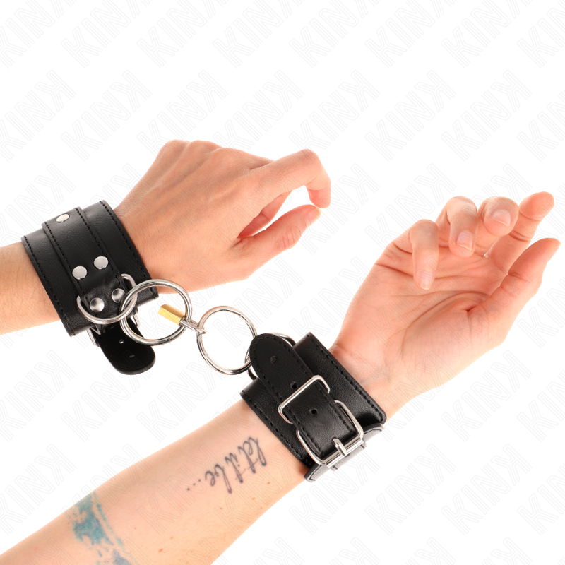 KINK - RESTRIÇÕES DE PULSO COM ANEL DE O-RING TRAVADO PRETO AJUSTÁVEL 20-28 CM X 5,5 CM