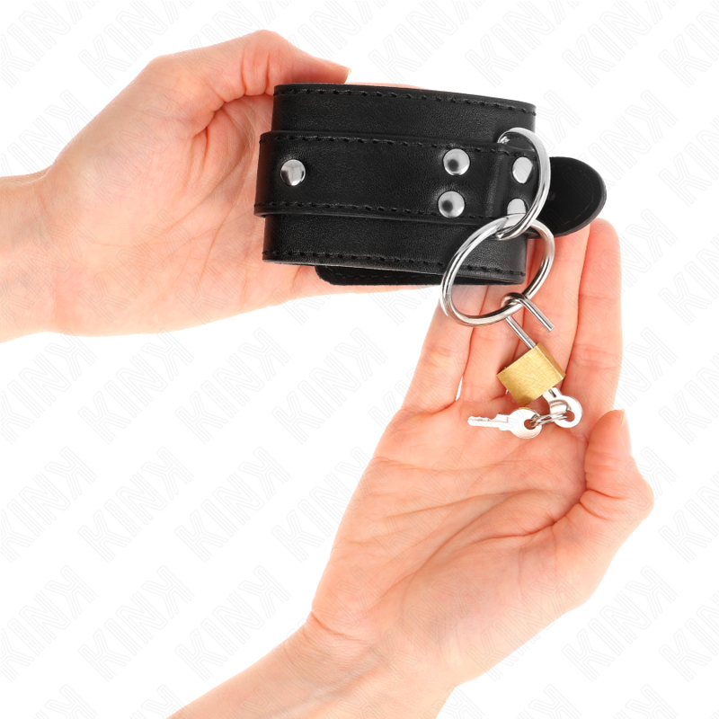 KINK - RESTRIÇÕES DE PULSO COM ANEL DE O-RING TRAVADO PRETO AJUSTÁVEL 20-28 CM X 5,5 CM