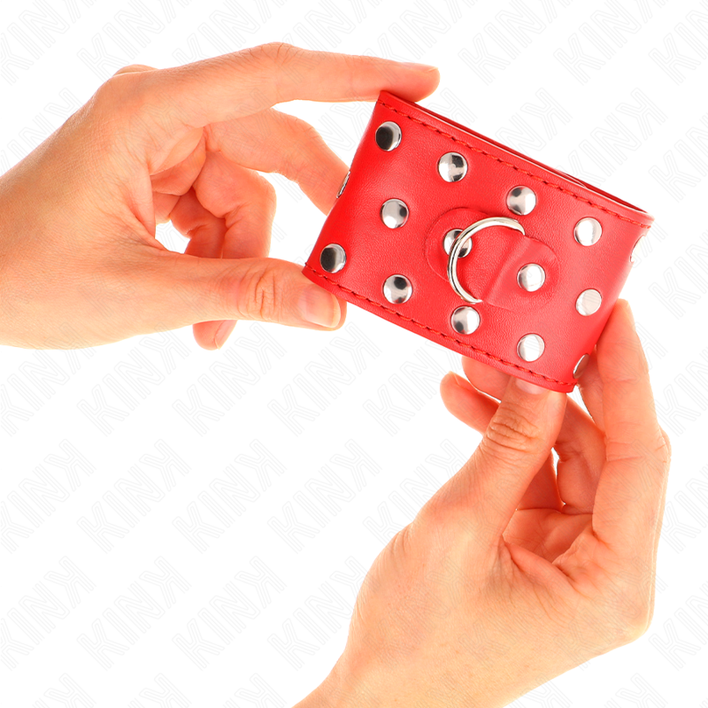 KINK - RESTRIÇÕES DE PUNHO COM FECHO DE PRESSÃO REBITES VERMELHOS AJUSTÁVEIS 19-24 CM X 5,5 CM