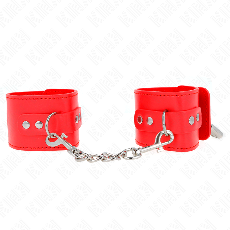 KINK - RESTRIÇÕES DE PULSO COM FECHO DE CADEADO VERMELHO AJUSTÁVEL 16-23 CM X 5,5 CM