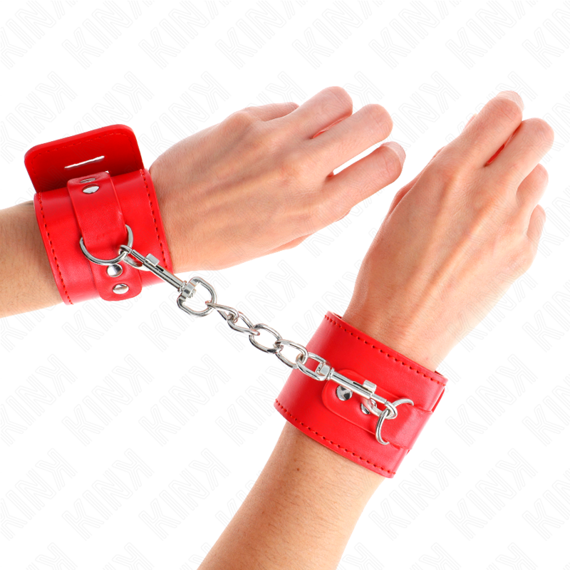 KINK - RESTRIÇÕES DE PULSO COM FECHO DE CADEADO VERMELHO AJUSTÁVEL 16-23 CM X 5,5 CM