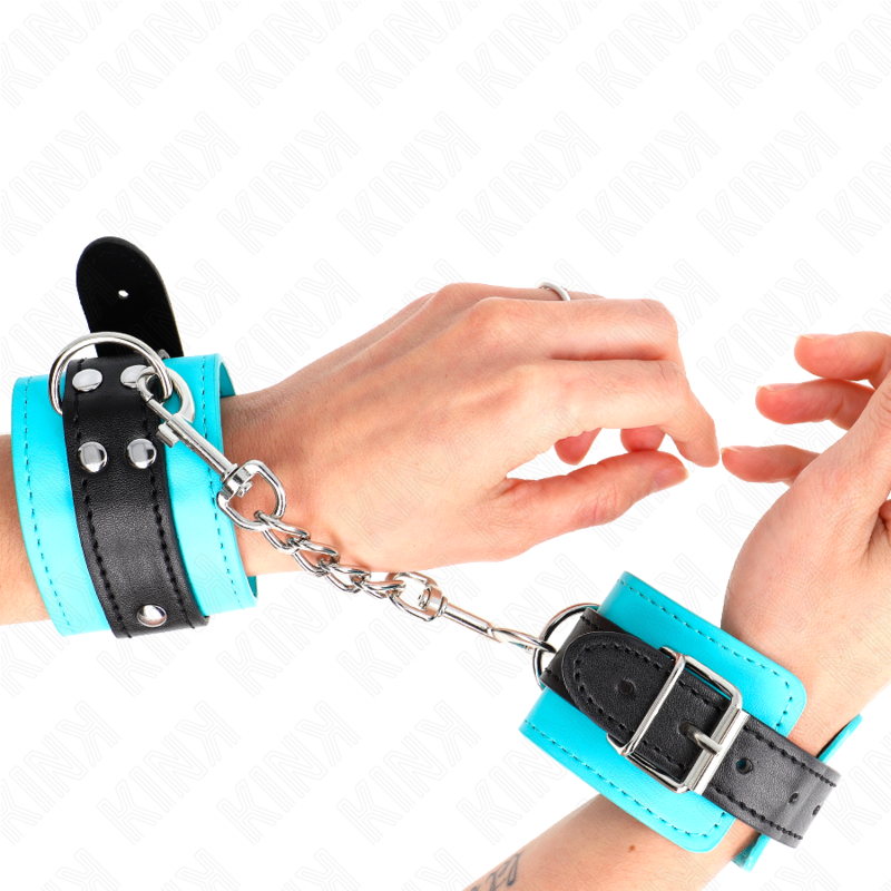 KINK - RESTRIÇÕES DE PULSO HOOK AZUL FORRADO COM PELE AJUSTÁVEL 20-28 CM X 5,5 CM