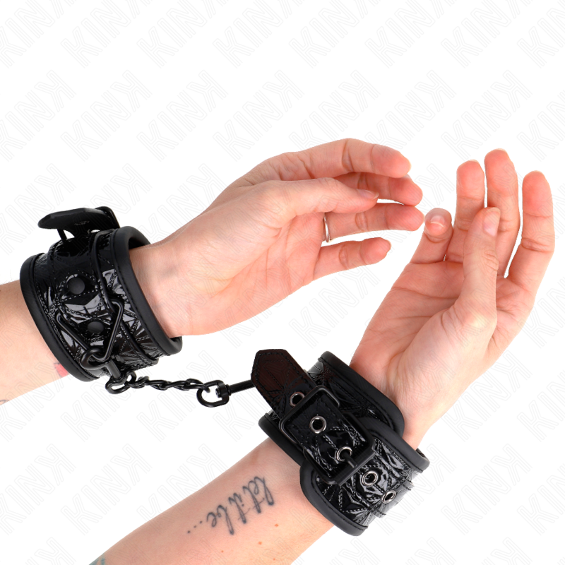 KINK - PULSEIRAS COM PADRÃO DE DIAMANTE PRETAS AJUSTÁVEIS 17-26 CM X 5,5 CM