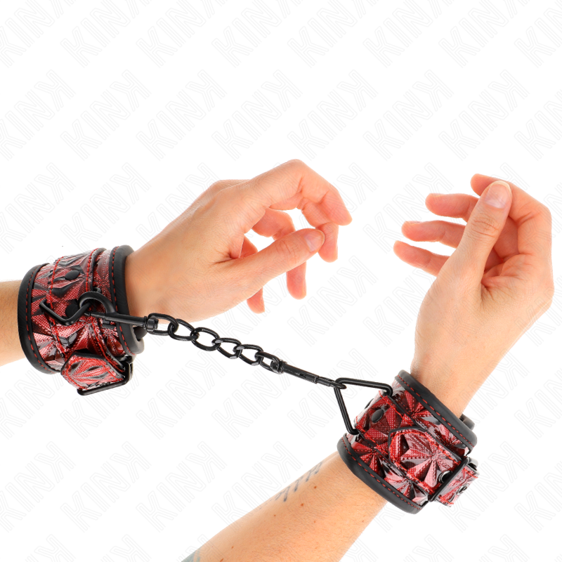 KINK - PULSEIRAS COM PADRÃO DE DIAMANTE VERMELHO ESCURO AJUSTÁVEIS 17-26 CM X 5,5 CM