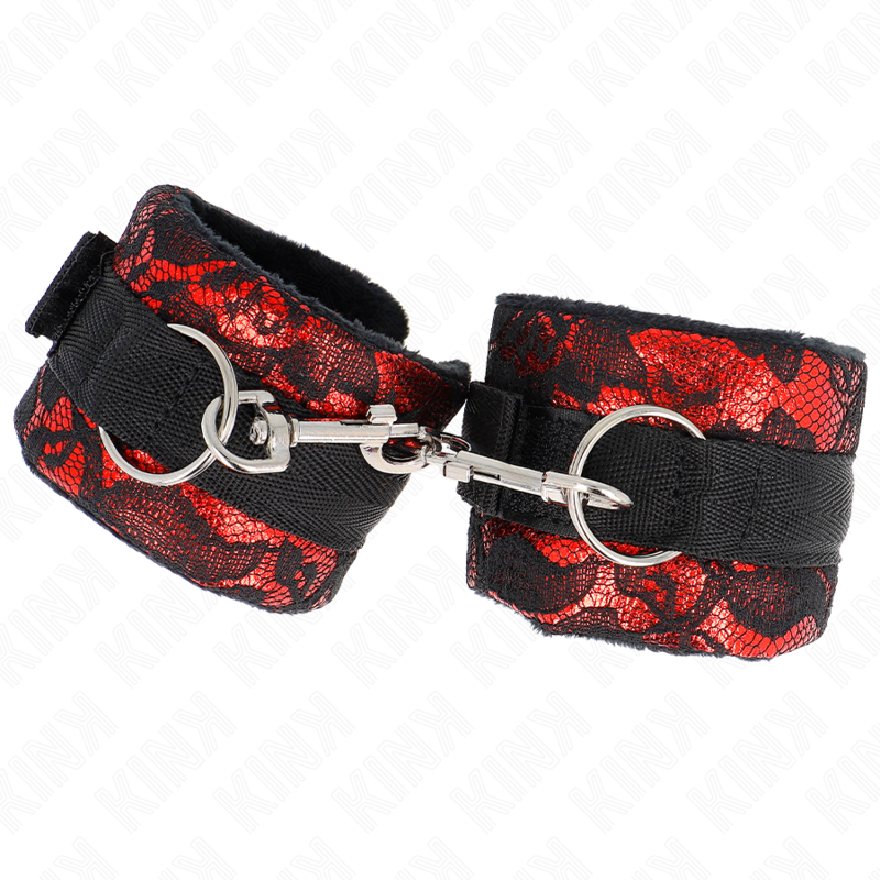KINK - PULSEIRA CURTA DE VELUDO E RENDA E FITA DE NYLON VERMELHO/PRETO 23 X 6,5 CM