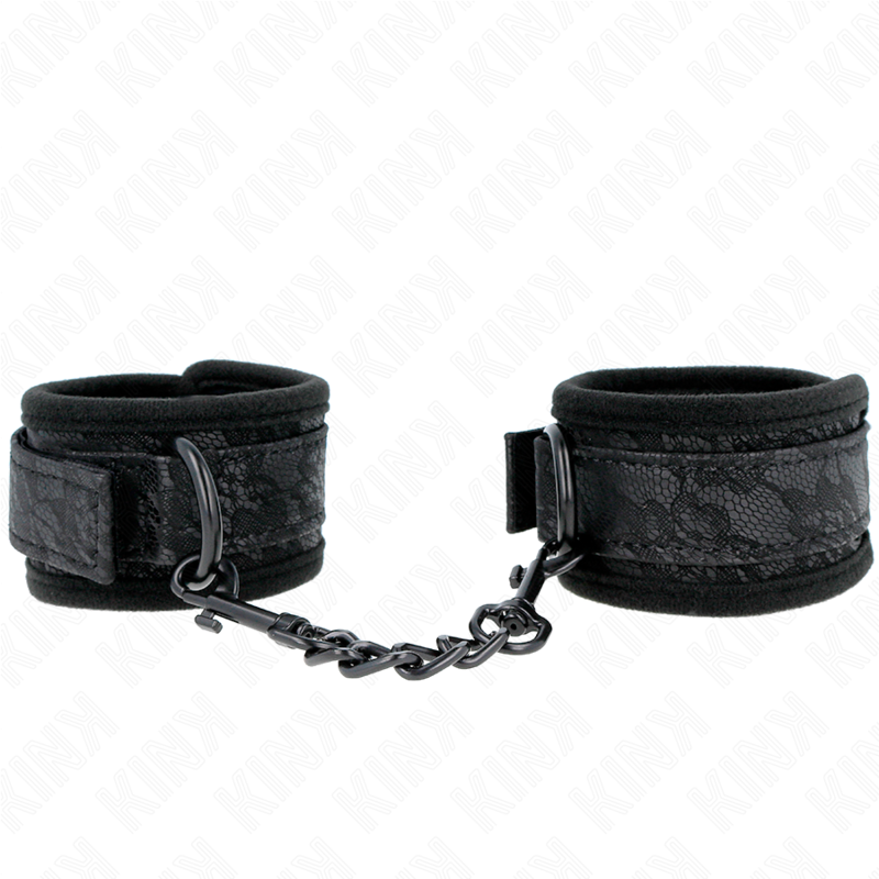 KINK - PUNHOS DE PULSO REVESTIDOS EM RENDA ESCURA NEOPRENE AJUSTÁVEIS PRETOS 20-29 CM X 5 CM