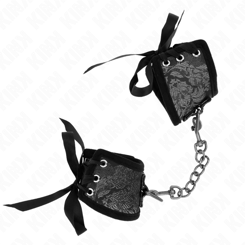 KINK - SCANDAL RESTRIÇÕES DE PULSO COM DETALHES DE RENDA PRETA 24,5 CM X 6,5 CM