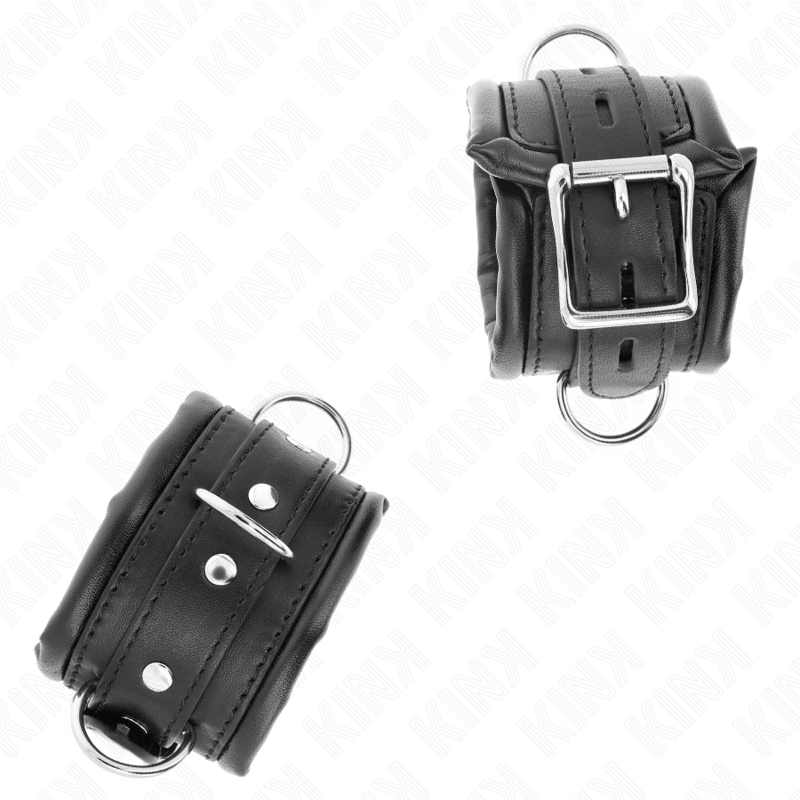 KINK - RESTRIÇÕES DE PULSO PESADAS COM FORRO DE PELE PRETA AJUSTÁVEL 20-30 CM X 6 CM