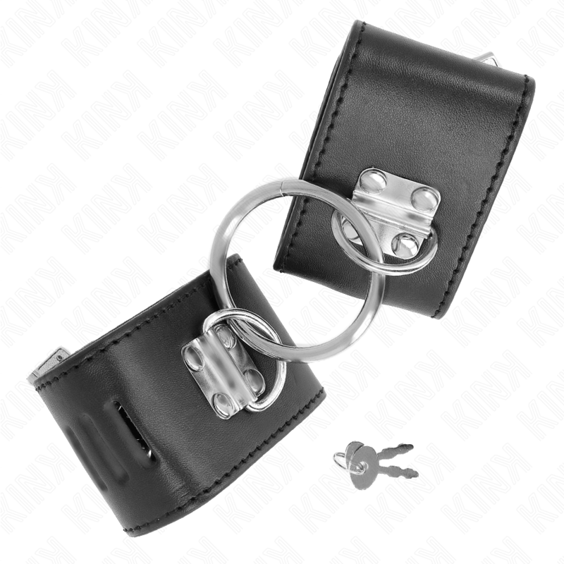 KINK - RESTRIÇÕES DE PUNHO FIXAS COM FECHAMENTO DE ANEL E CADEADO PRETO AJUSTÁVEL 16-23 CM X 5,5 CM
