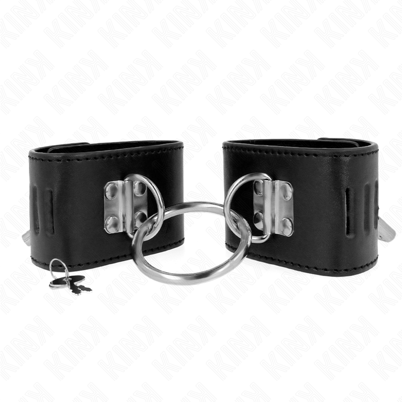 KINK - RESTRIÇÕES DE PUNHO FIXAS COM FECHAMENTO DE ANEL E CADEADO PRETO AJUSTÁVEL 16-23 CM X 5,5 CM