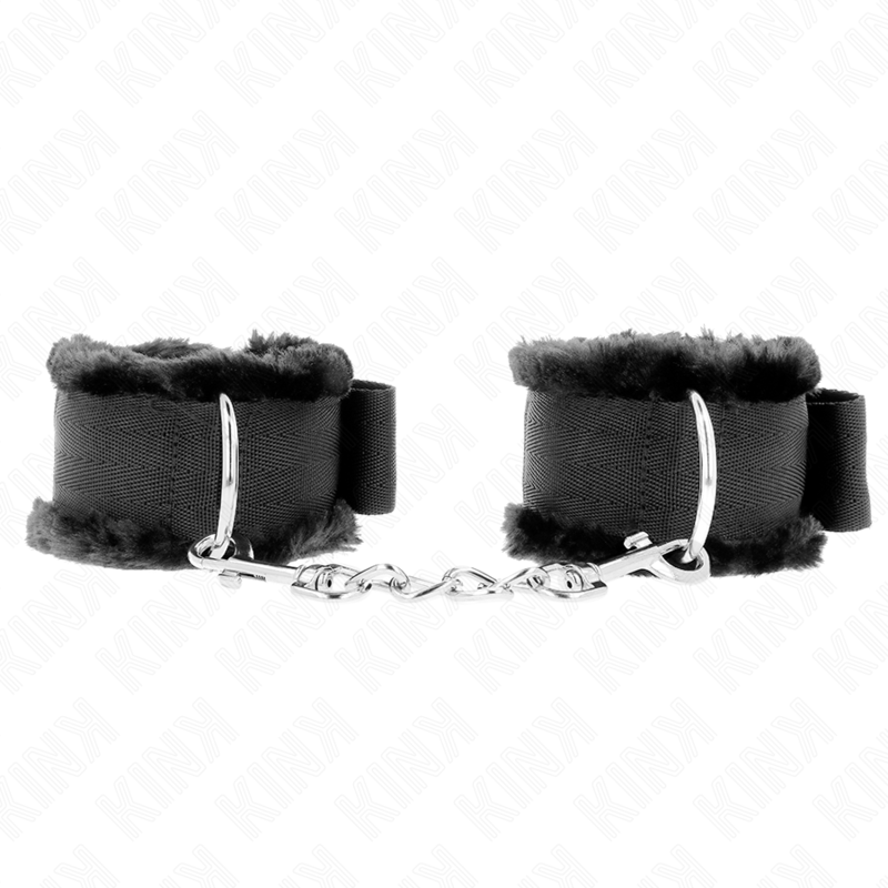 KINK - PUNHOS COM FORRO DE PELÚCIA PRETO AJUSTÁVEL 17-31 CM X 7 CM