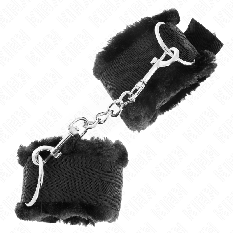 KINK - PUNHOS COM FORRO DE PELÚCIA PRETO AJUSTÁVEL 17-31 CM X 7 CM