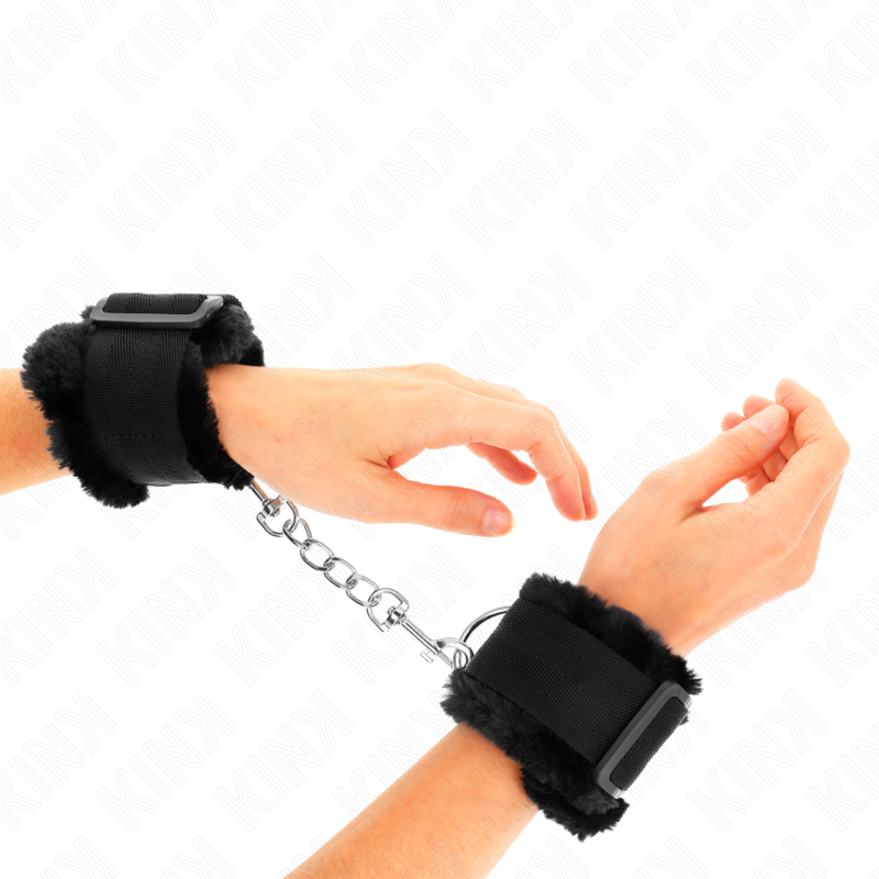 KINK - PUNHOS COM FORRO DE PELÚCIA PRETO AJUSTÁVEL 17-31 CM X 7 CM
