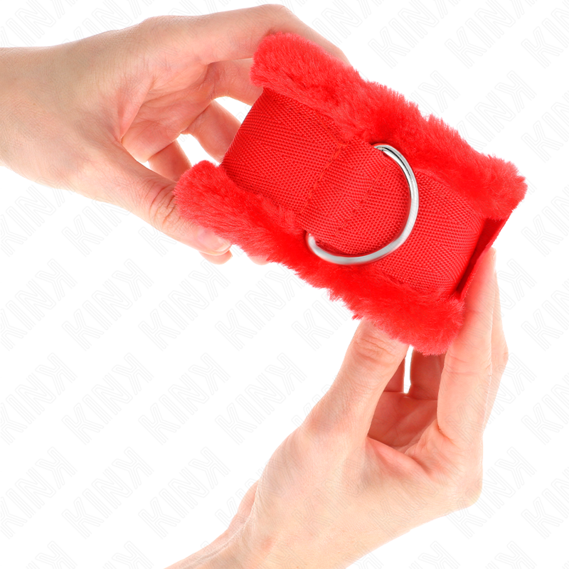 KINK - PUNHOS COM FORRO DE PELÚCIA VERMELHO AJUSTÁVEL 17-31 CM X 7 CM