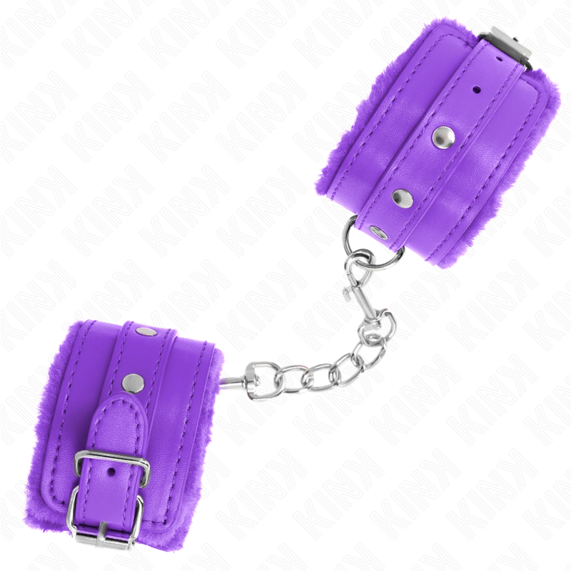 KINK - PULSEIRAS PREMIUM FORRADAS DE PELE ROXA COM CINTO ROXO AJUSTÁVEL 17-29 CM X 6 CM