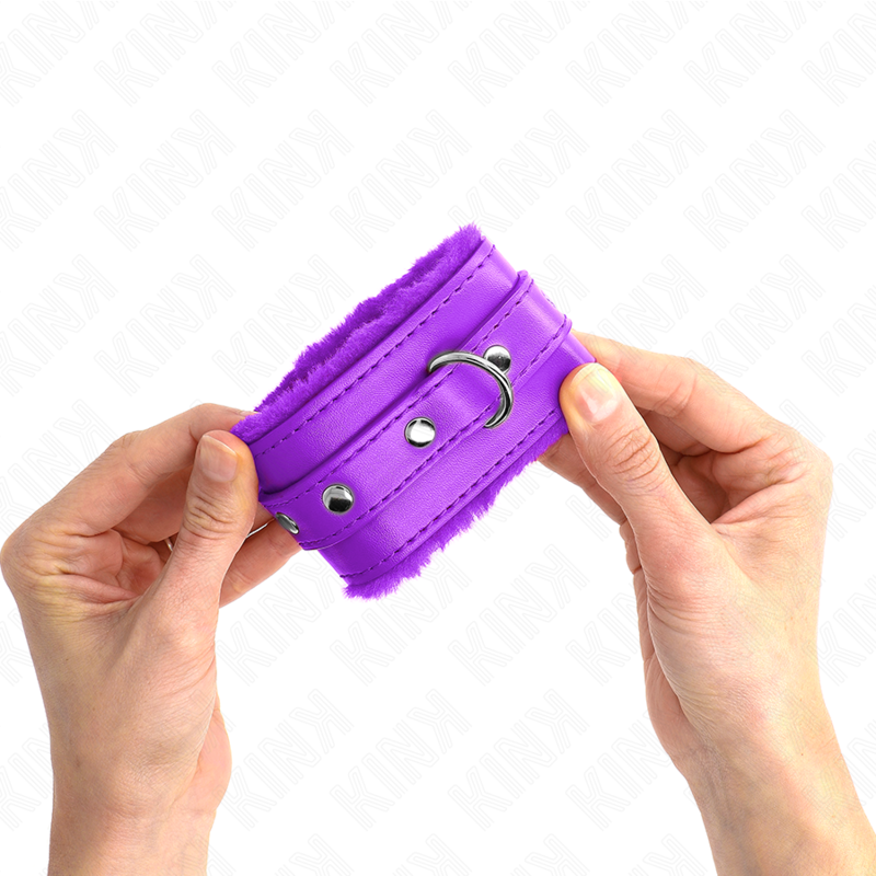 KINK - PULSEIRAS PREMIUM FORRADAS DE PELE ROXA COM CINTO ROXO AJUSTÁVEL 17-29 CM X 6 CM