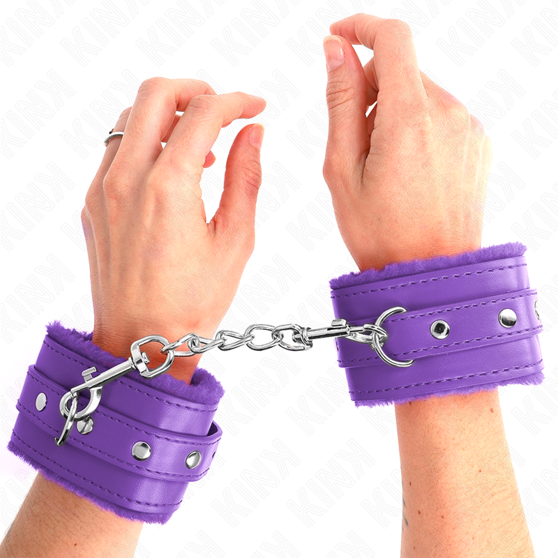 KINK - PULSEIRAS PREMIUM FORRADAS DE PELE ROXA COM CINTO ROXO AJUSTÁVEL 17-29 CM X 6 CM