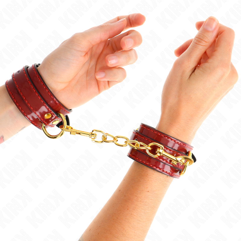 KINK - PULSEIRAS JOANNA ANGEL VERMELHAS AJUSTÁVEIS COM CORRENTE DOURADA 16,5-26 CM X 4 CM