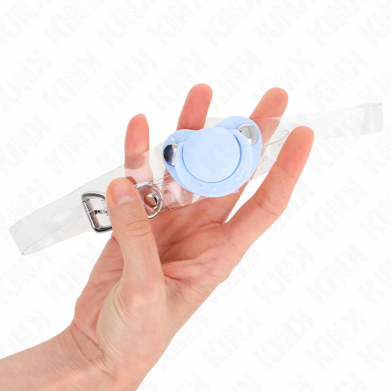 KINK - MORDAÇA EM FORMATO DE CHUPETA AZUL CLARO 5,5 x 4 CM AJUSTÁVEL 43-60 CM