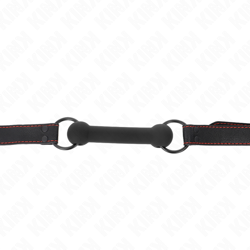 KINK - MORDAÇA DE OSSO COM TIRA DE COURO PRETA AJUSTÁVEL 41-57 CM
