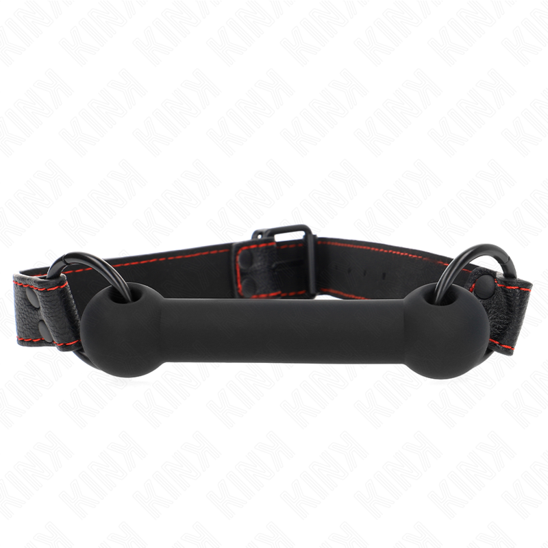 KINK - MORDAÇA DE OSSO COM TIRA DE COURO PRETA AJUSTÁVEL 41-57 CM