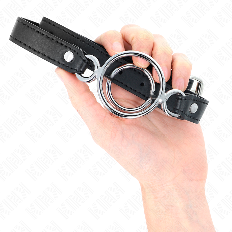 KINK - MORDAÇA COM VÁRIOS ANÉIS DE O 5 CM PRETO 63 X 2,5 CM