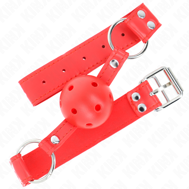 KINK - MORDAÇA DE BOLA RÍGIDA OCA VERMELHA COMPLETA 62 x 2 CM