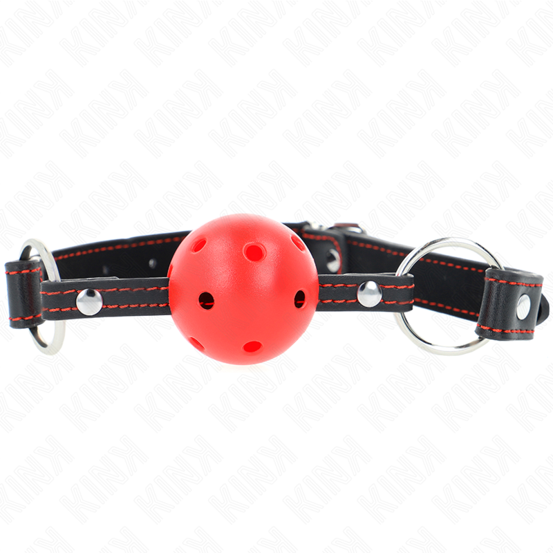 KINK - MORDAÇA DE BOLA VERMELHA RÍGIDA E OCA MODELO 2 65 x 2,5 CM