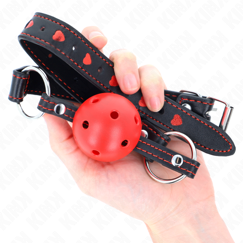 KINK - MORDAÇA DE BOLA VERMELHA RÍGIDA E OCA MODELO 2 65 x 2,5 CM