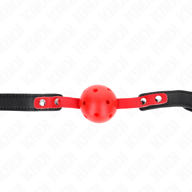KINK - BOLA RÍGIDA OCA VERMELHA 4 CM MORDAÇA CORREIA PRETA 60 x 2 CM AJUSTÁVEL 37-52 CM