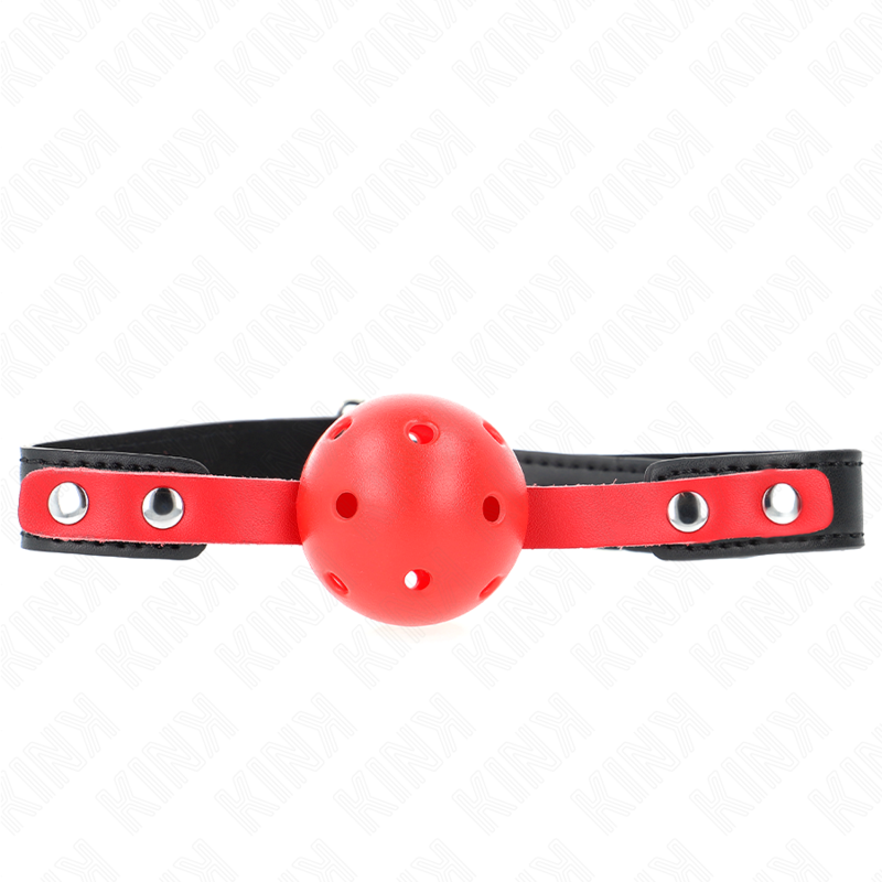 KINK - BOLA RÍGIDA OCA VERMELHA 4 CM MORDAÇA CORREIA PRETA 60 x 2 CM AJUSTÁVEL 37-52 CM