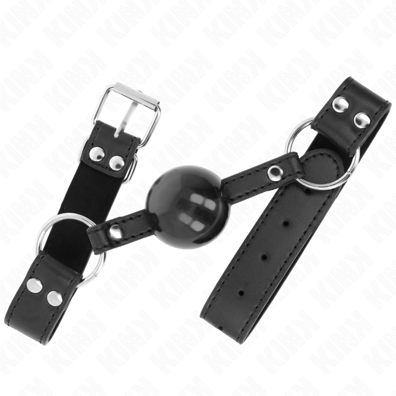KINK - BOLA MACIA E SÓLIDA 4 CM MORDAÇA COM TIRA DE COURO 62 x 2,5 CM AJUSTÁVEL 42-58 CM