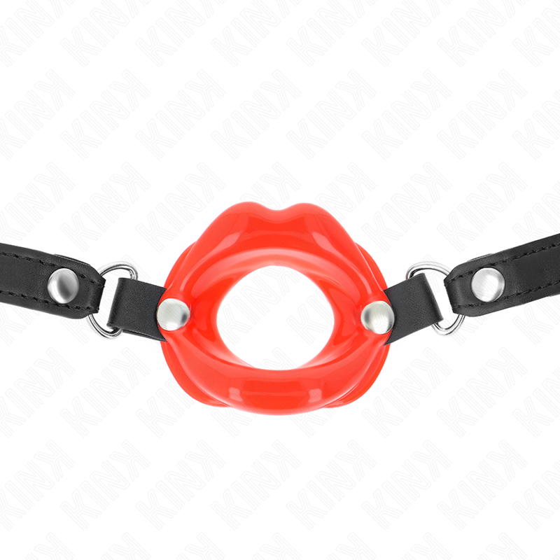 KINK - LIP 8 CM MORDAÇA COM TIRA DE COURO VERMELHO 63 x 2 CM AJUSTÁVEL 39-58 CM
