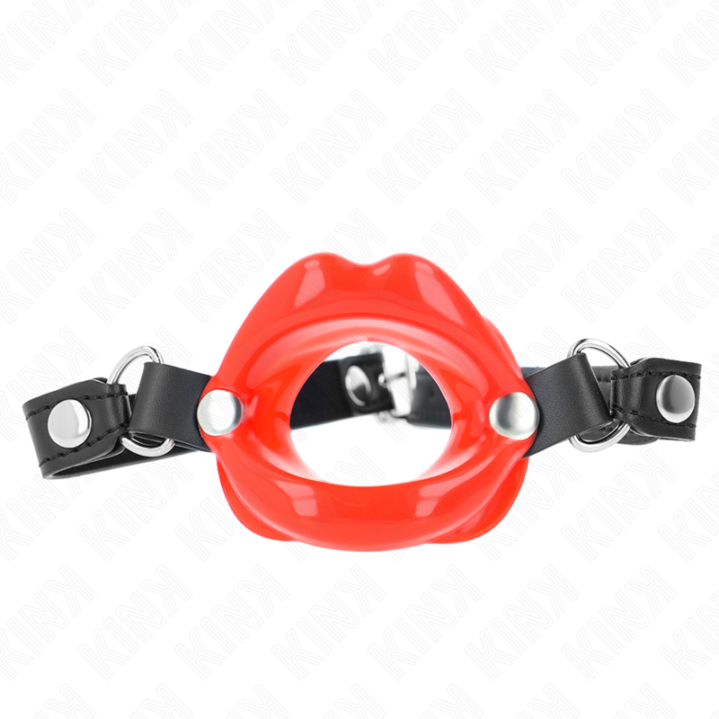 KINK - LIP 8 CM MORDAÇA COM TIRA DE COURO VERMELHO 63 x 2 CM AJUSTÁVEL 39-58 CM