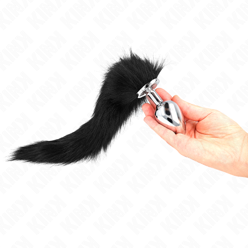 KINK - PLUG ANAL TAMANHO L 10 X 4 CM COM RABO SINTÉTICO 40 CM PRETO