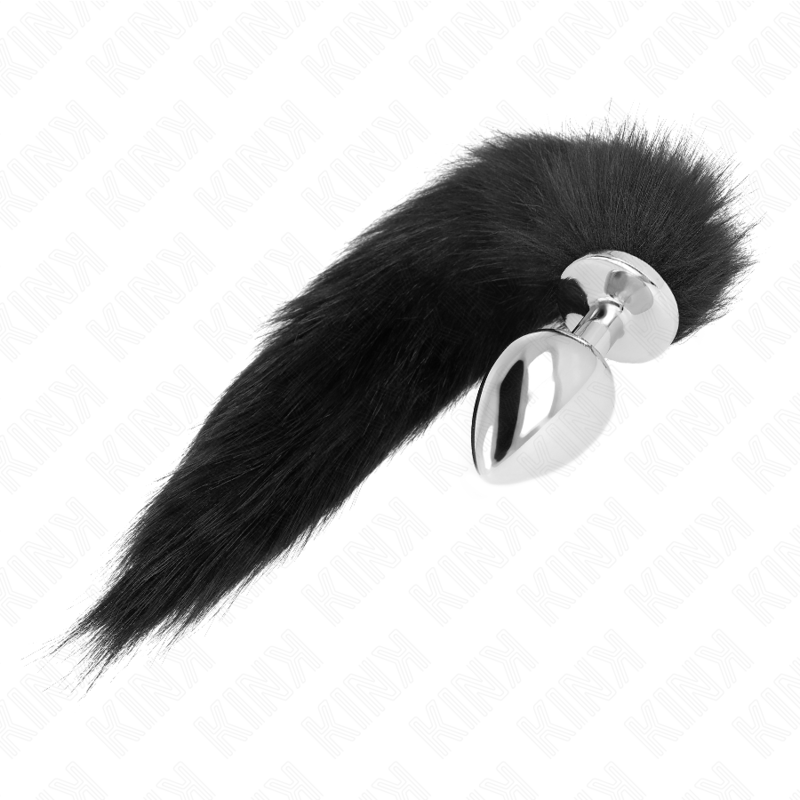 KINK - PLUG ANAL TAMANHO L 10 X 4 CM COM RABO SINTÉTICO 40 CM PRETO