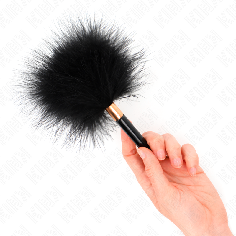 KINK - PLUMAS DE COSQUILLEO DE METAL NEGRO DORADO 18 CM