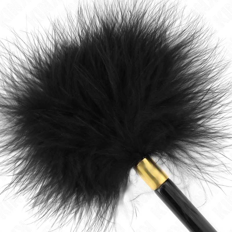 KINK - PLUMAS DE COSQUILLEO DE METAL NEGRO DORADO 18 CM
